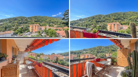 Menton – 2 pièces rénové avec balcon, vue dégagée sur les montagnes et aperçu mer, parking et cave 1